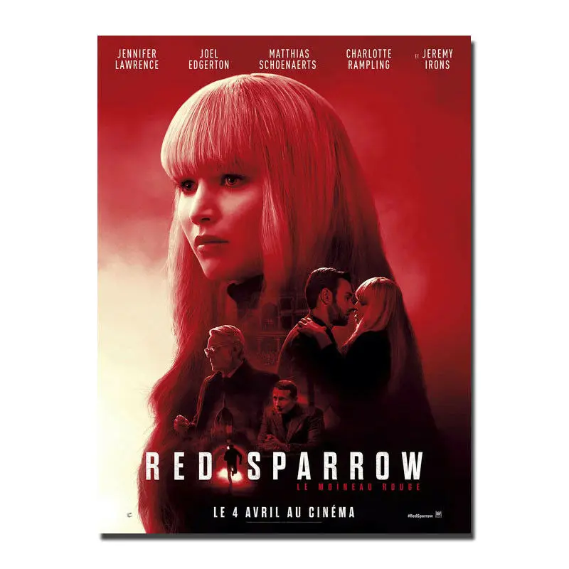 Red Sparrow Movie Le Moineau Rouge Jennifer 2 Silk Fabric Wall Poster Art Decor Sticker Bright