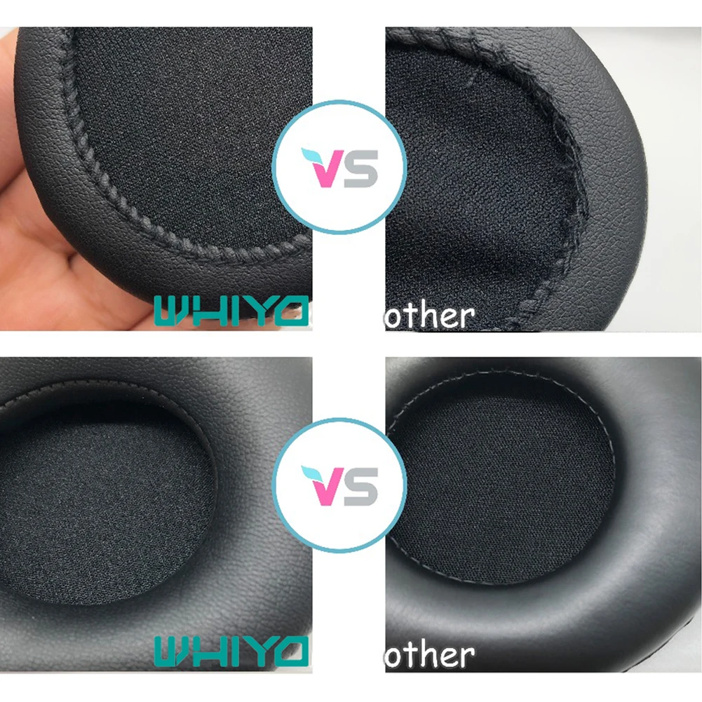 Whiyo 1 par de preto & branco universal almofadas de ouvido couro do plutônio earpads earmuff almofada substituição para todos os fones de ouvido redondos tamanho