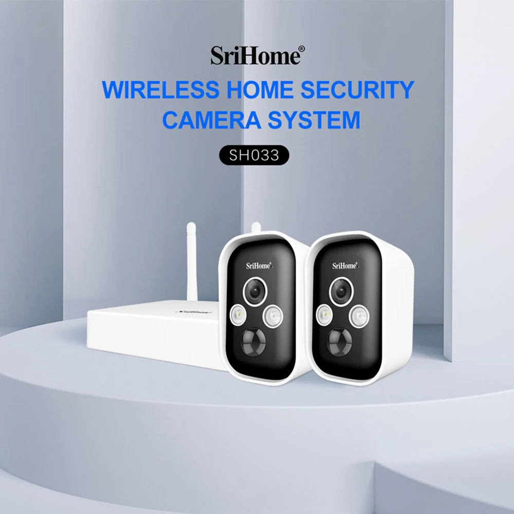 Srihome-câmera ip de segurança sh033, 4ch, base de dados, 1296p, wi-fi, ip66, à prova d'água, interno, cftv, cor de visão noturna, sistema de segurança para casa inteligente