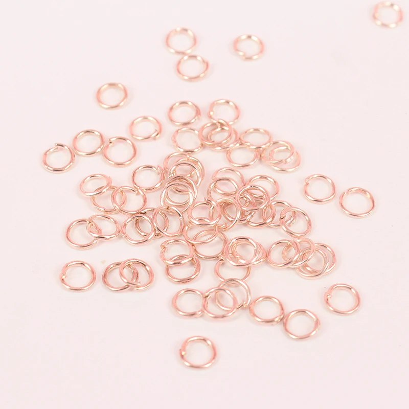 (T13893)4mm 5mm 6mm 7mm 8mm 10mm Rose gold color Round Iron Jump Rings Single Loop Diy Findings wholesale