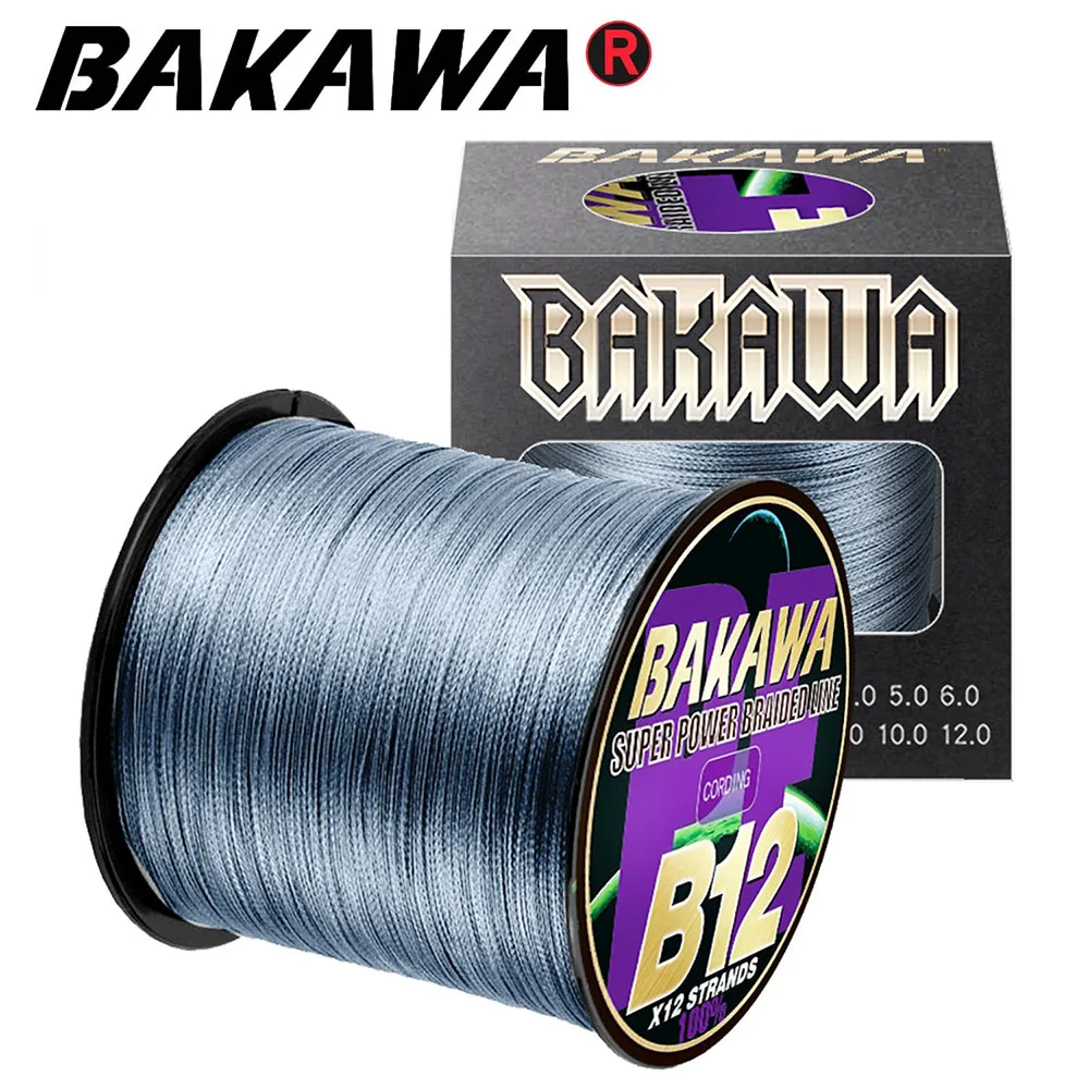 

12 Braided Fishing Line 100-1000M Multifilament PE 8 Strands Fishing Cord 10LB-120LB Strong Japan Technology Muticolor Gray