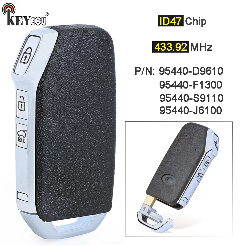 KEYECU 433.92MHz 95440-D9610 95440-F1300 95440-J6100 Smart Remote Key Fob for Kia Sportage Telluride K900 Quoris