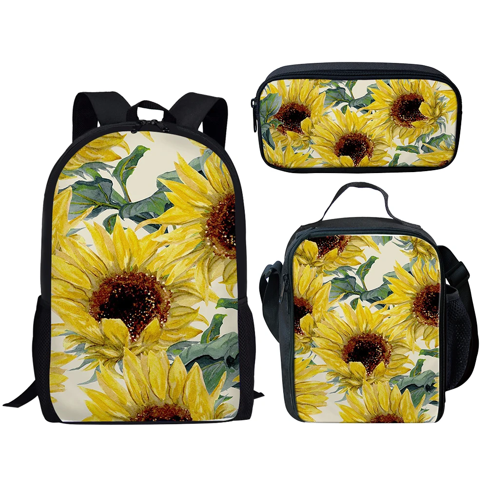 Mochila escolar con estampado para niños pequeños, mochilas escolares con diseño de girasoles, bolsas de viaje para adolescentes