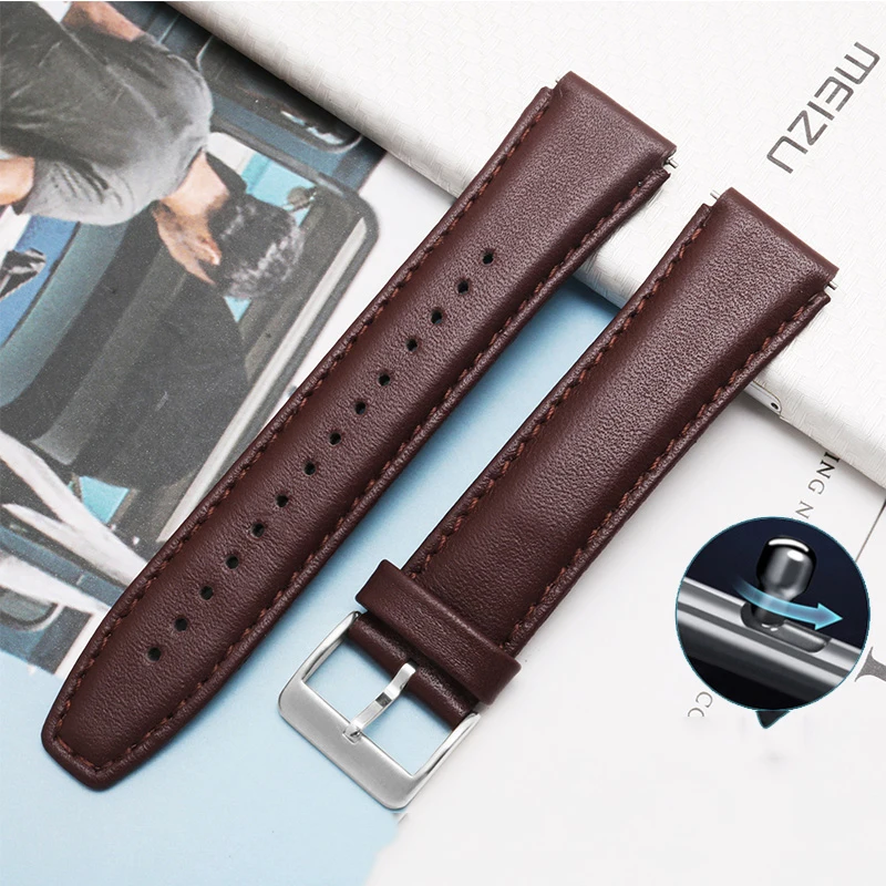 For Huawei B5 Smart Watch Accessories 18mm Genuine Leather Watchband Black Blue Sport Cow Leather Wristband