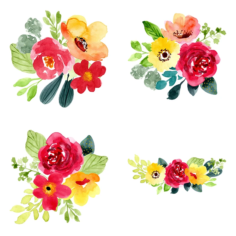 

QCF22 Elegant Watercolor Flower Family Decoration Sticker Laptop Toilet Children's Gift Decal