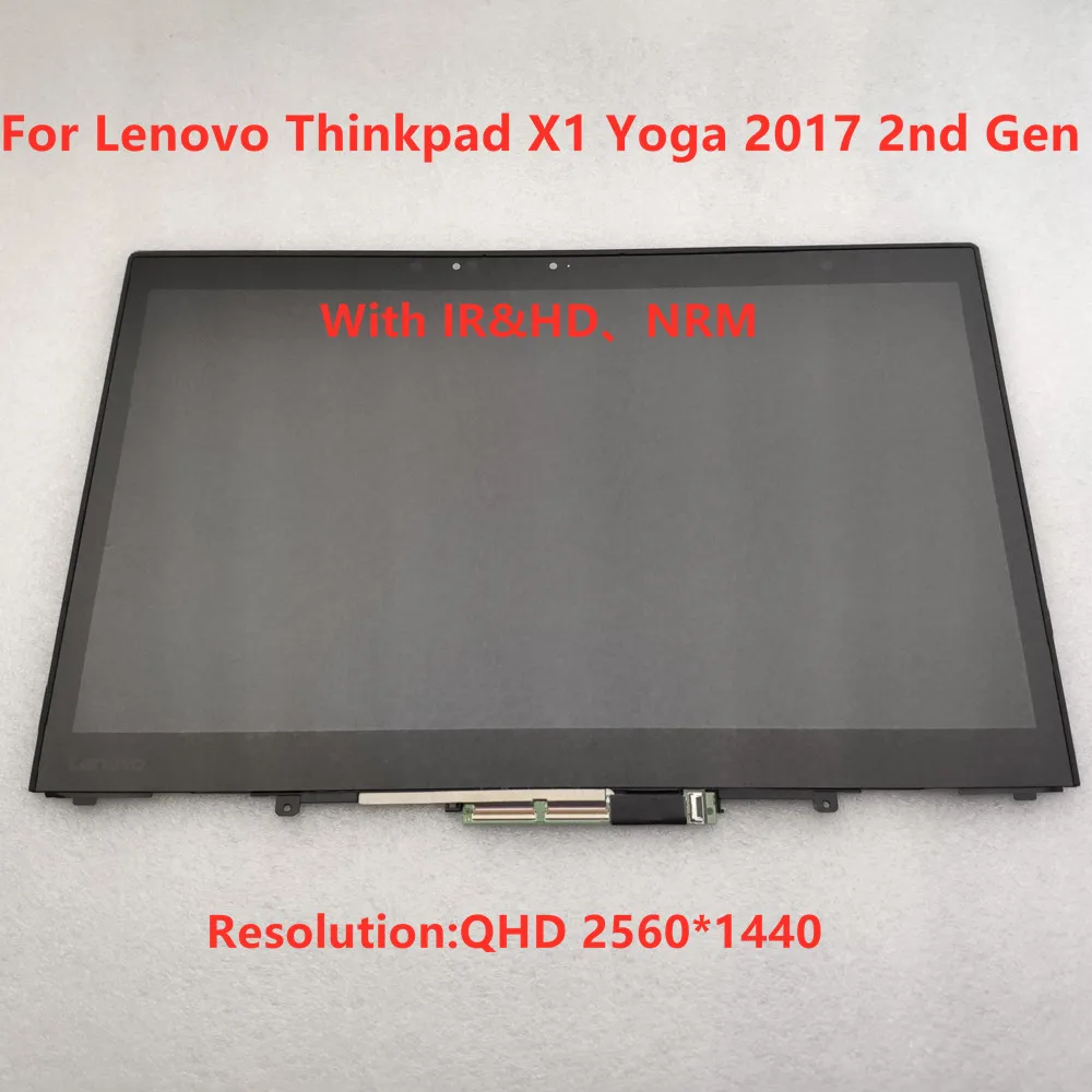 

New 14" 2560*1440 QHD B140qan01.3 For Lenovo X1 Yoga 2017 2nd Gen LCD Touch Screen Assembly FRU 01AY913