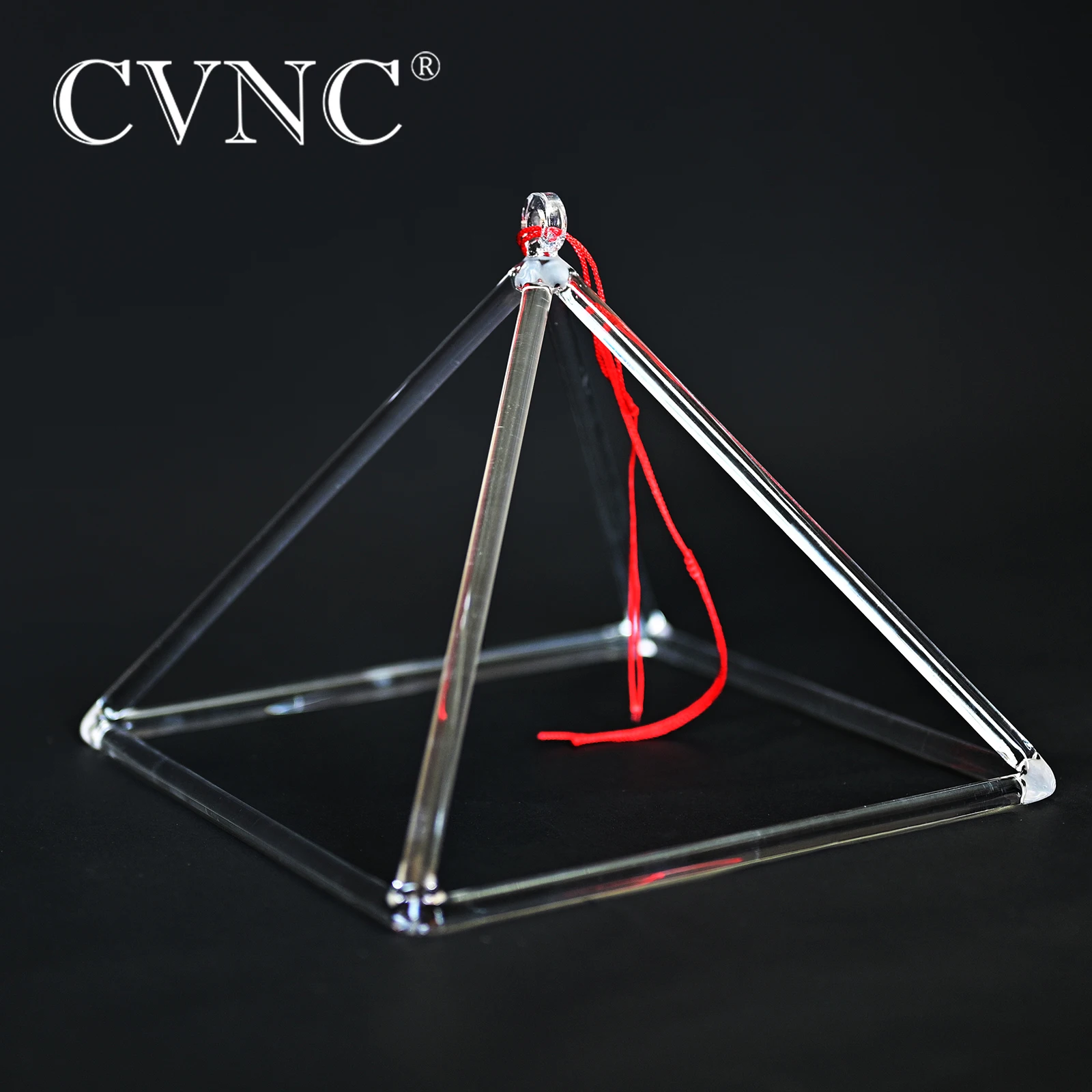 CVNC 6 Inch Chakra Clear Quartz Crystal Singing Pyramid for Sound Healing and Meditation Increase Energy with Free Mallet