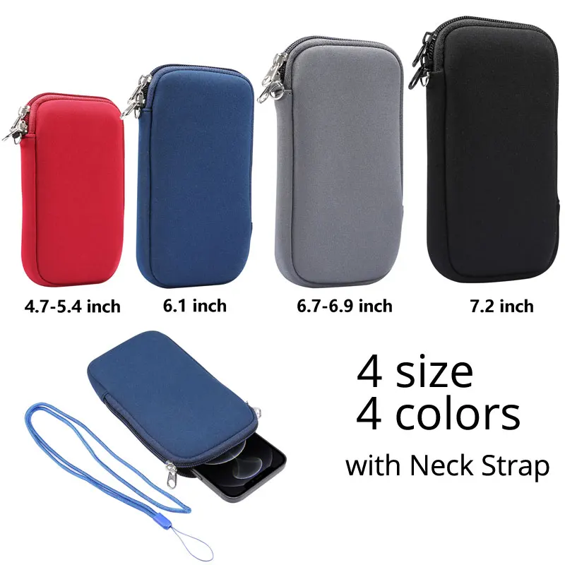 

4.7"~7.2" inch Neoprene Pouch Bag Sleeve Case For UMIDIGI A9 A9 Pro Cover A3 A5 S5 A7S A7 A9 Pro Max zipper card slot bags