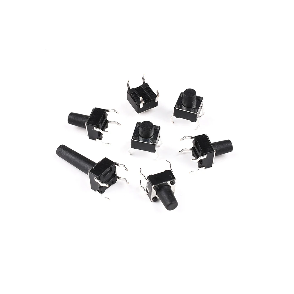 50PCS/LOT 6x6mm Tact Switch Push Button Switch 12V Copper 4PIN DIP Micro Switch For TV/Home Use Button 6*6 6*6*4.3/5/6/7-13MM