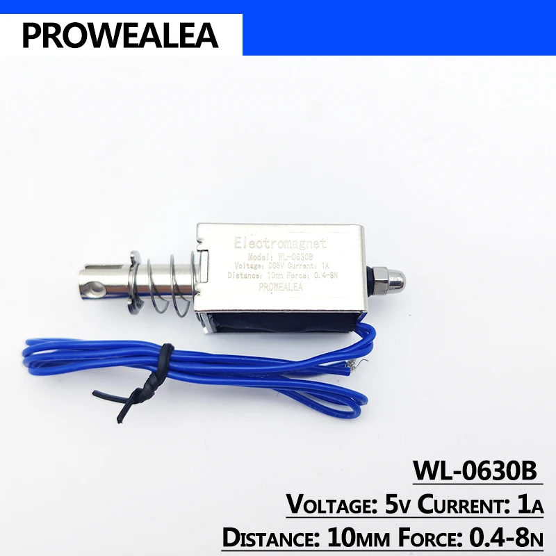 Solenoid Electromagnet Push Pull Type WL-0630B 5V 6V 12V 24V Thrust Force 0.4-8N 10mm Open Frame Linear Solenoid Electric Magnet