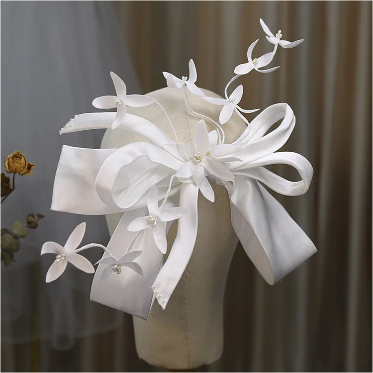 Satin Bow Bridal Wedding Headdress Travel Shooting Location Styling Accessories