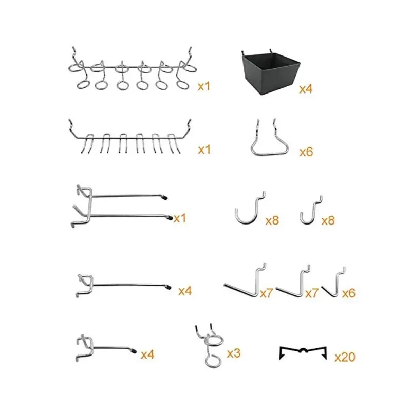 80pcs Pegboard Hooks Assortment Home Storage Hooks Peg Board Tool Hanger Set Garage Kitchen Workshop Organizer Utility Hooks