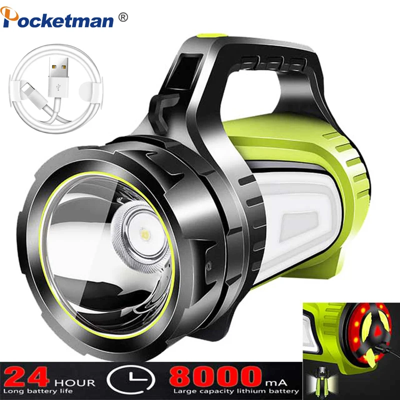 

High Power Work Light 100W LED Searchlight USB Rechargeable Spotlight Long Range Flashlight Handheld Work Lamp Torch