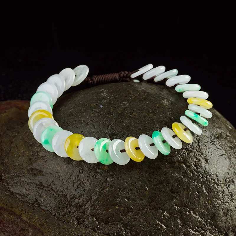 

Natural Myanmar jadeite handcarved safety button bracelets beads for couples woman men beads bracelet with jade bracelet