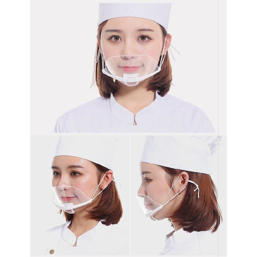 10 Pcs-60 Pcs Transparent Sanitary Open Mask For Full Face Protection Food Truck Makeup  Plastic Work Face Mouth Protective Mask