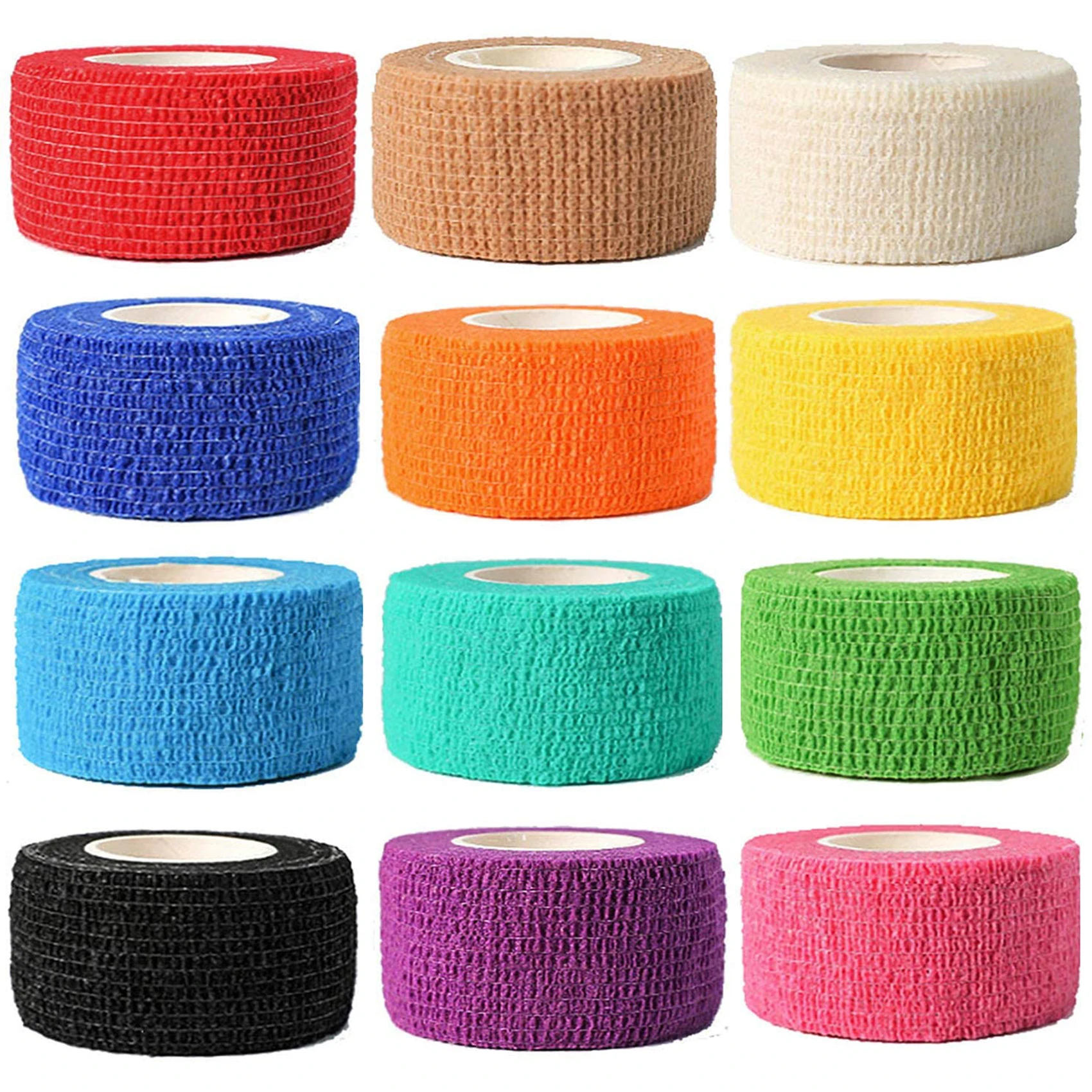 12 rolls 2.5cm Self Adherent Wrap Vet Wrap Cohesive Bandage Animal Bandage Self Adhesive Bandages for Pets & Ankle Sprains