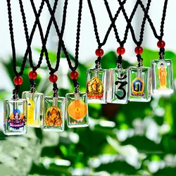SNASAN Buddha Glazed K9 Crystal Pendant 60cm Cord High Quality Bodhisattva Manjusri Buddhism Necklace