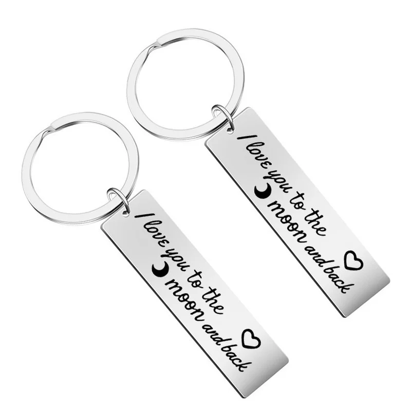 2022 New Long Hollow Mo0n and Back Keychain Lovers Love Accessories Manufacturer Direct Sales Lettering Anime Keychain