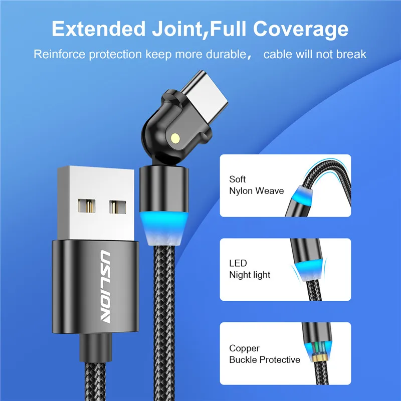 USLION USB Type C Cable USB-C Mobile Phone Fast Charging USB Charger Cable for Samsung Galaxy S9 S8 Huawei Mate 20 Xiaomi Type-C