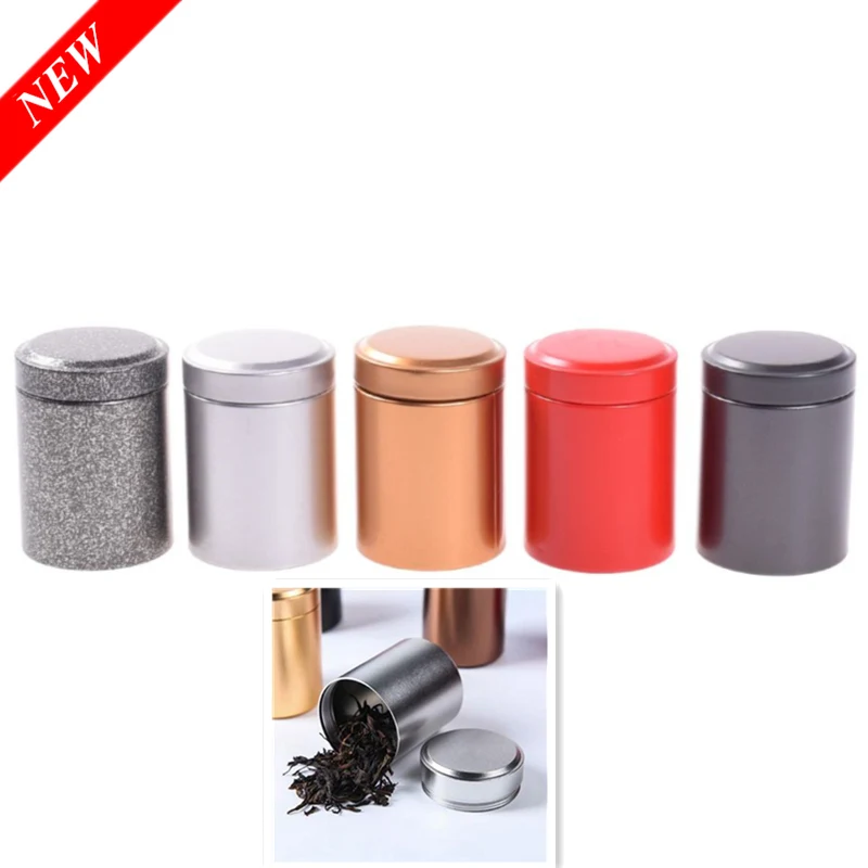 New Mini Tin Storage Box Round Shaped Sealed Jar Cans Coffee Tea Caddy Tea Iron Box Tinplate Container for Gift Home Decoration