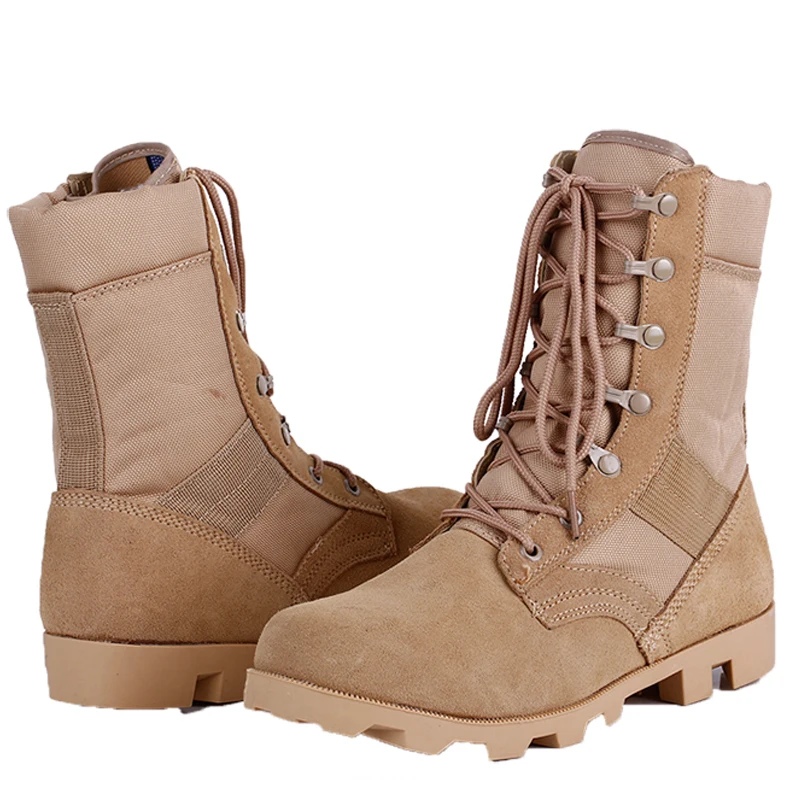 Men Leather Lacing Desert Safety Shoes Men Outdoor Camping Hiking Training Camouflage Breathable Boots