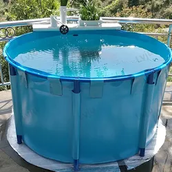 Lvju Collapsible Fish Tank 1400 Liter Diameter 150cm x Height 80cm Fresh/Salt Water Breeding Round Plastic Fish Pond