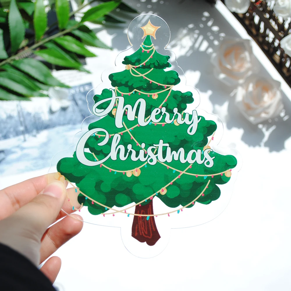 10pcs High Quality UV Printing Eco-Friendly InkChristmas Tree Acrylic Greeting Card Customize Print Family Photo for Anniversary