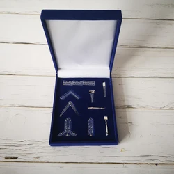 Set of 9 different velvet blue box Masonic Working Tools Badge Mason Freemason Miniature Freemason Gifts