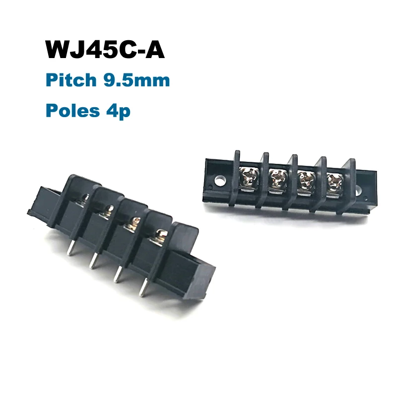 2Pcs Barrier PCB Terminal Block Pitch 9.5mm 45C-A Straight 2/3/4/5/6/7/8/10/12P Morsettiera Wire Connector Screw Holes Bornier