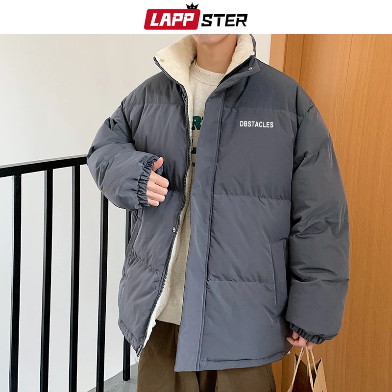 LAPPSTER Men Harajuku Korean Winter Puffer Jacket 2023 Mens Colorful Cotton Streetwear Bubble Coat Male Vintage Japanese Jackets