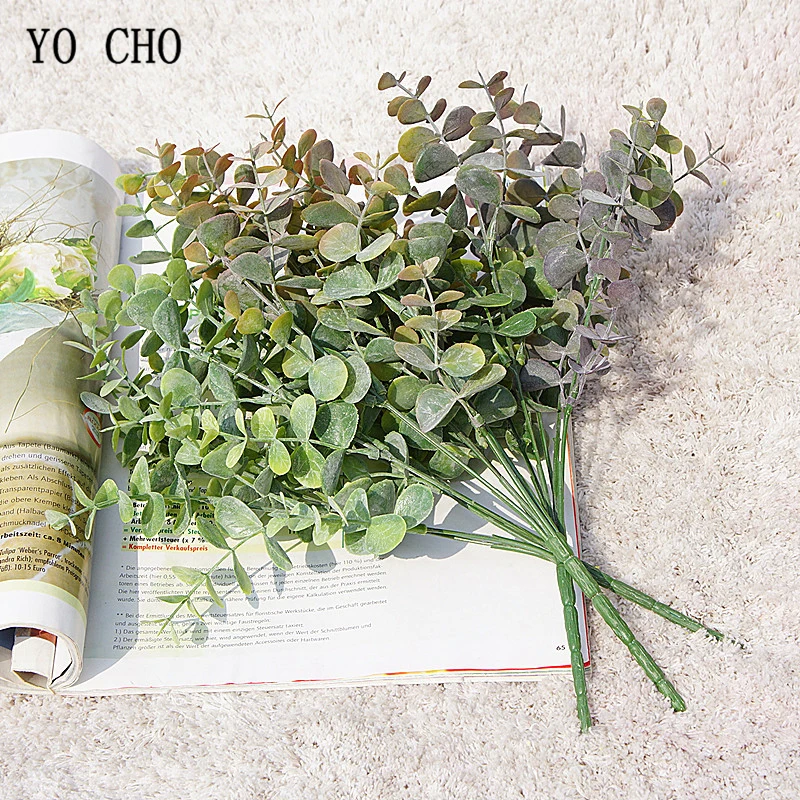 Image 4: YO CHO — Plante artificielle en plastique style forêt,pour mariage ou pour votre domicile, fausse feuille d'eucalyptus verte, décorations, DIY