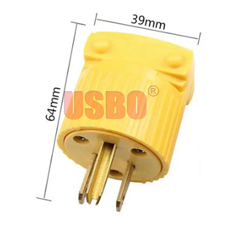 Yellow 15A 125V 5-15P 5-15R 3pole South American assembly wiring plug socket US Standard industrial male female plug