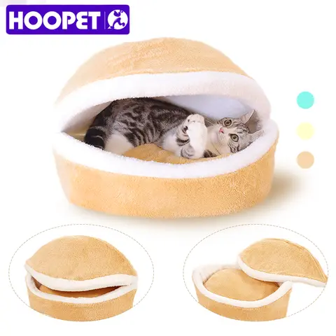 Warm Cat Hamburger Bed Winter Hoopet