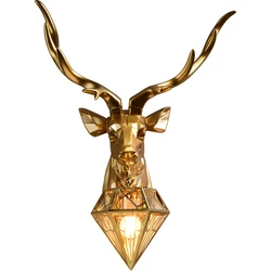 Nordic Design Deer Head Wall Lamp Antler Resin Decor Wall Light Bedroom Living Room Wall Lamp Personality Creative Indoor Lamp