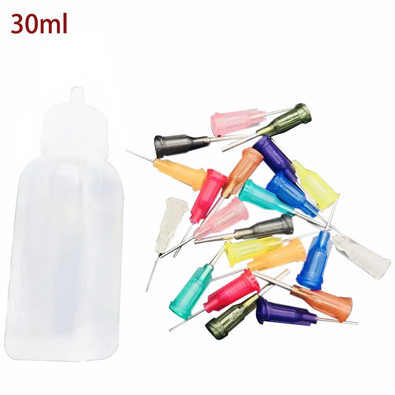 Transparent Polyethylene Needle Dispensing Dispenser Bottle for Rosin Solder Flux Paste   11 Needles 30ml