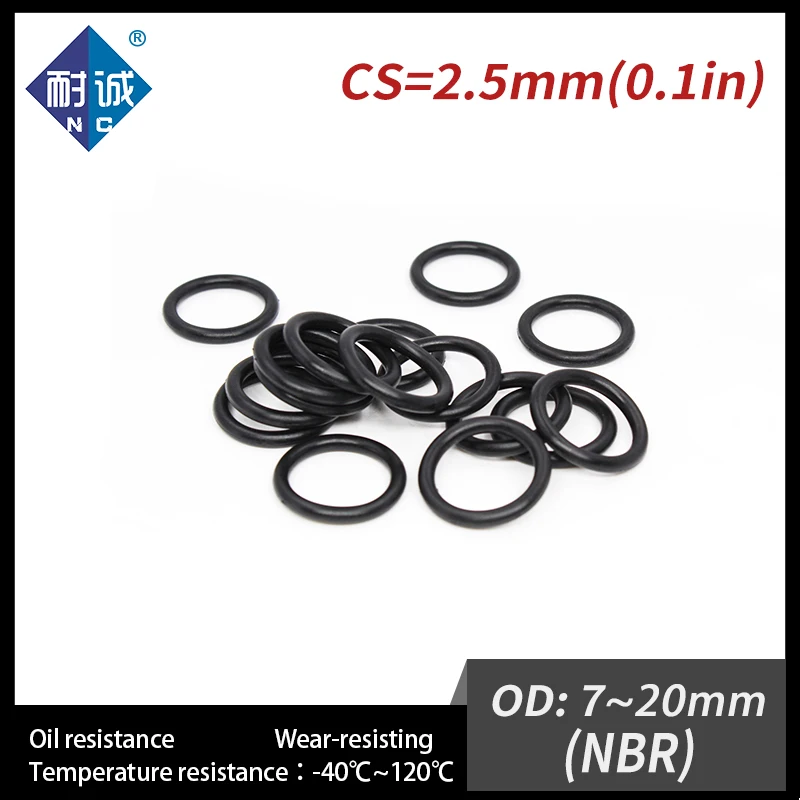 20PCS/Lot Nitrile Rubber Black NBR CS2.5mm OD7/8/9/10/11/12/13/14/15/16/17/18/19/20*2.5mm O Ring Gasket Oil Resistant Waterproof