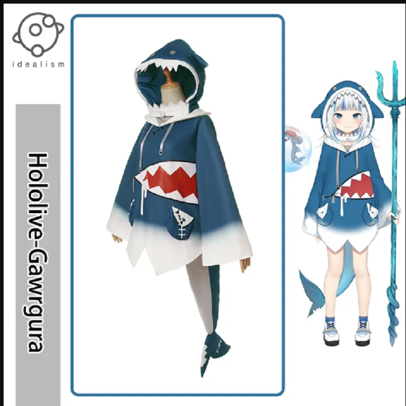 In Stock Anime Hololive GawrGura cos suit HololiveEN Cute sharks cosplay suit