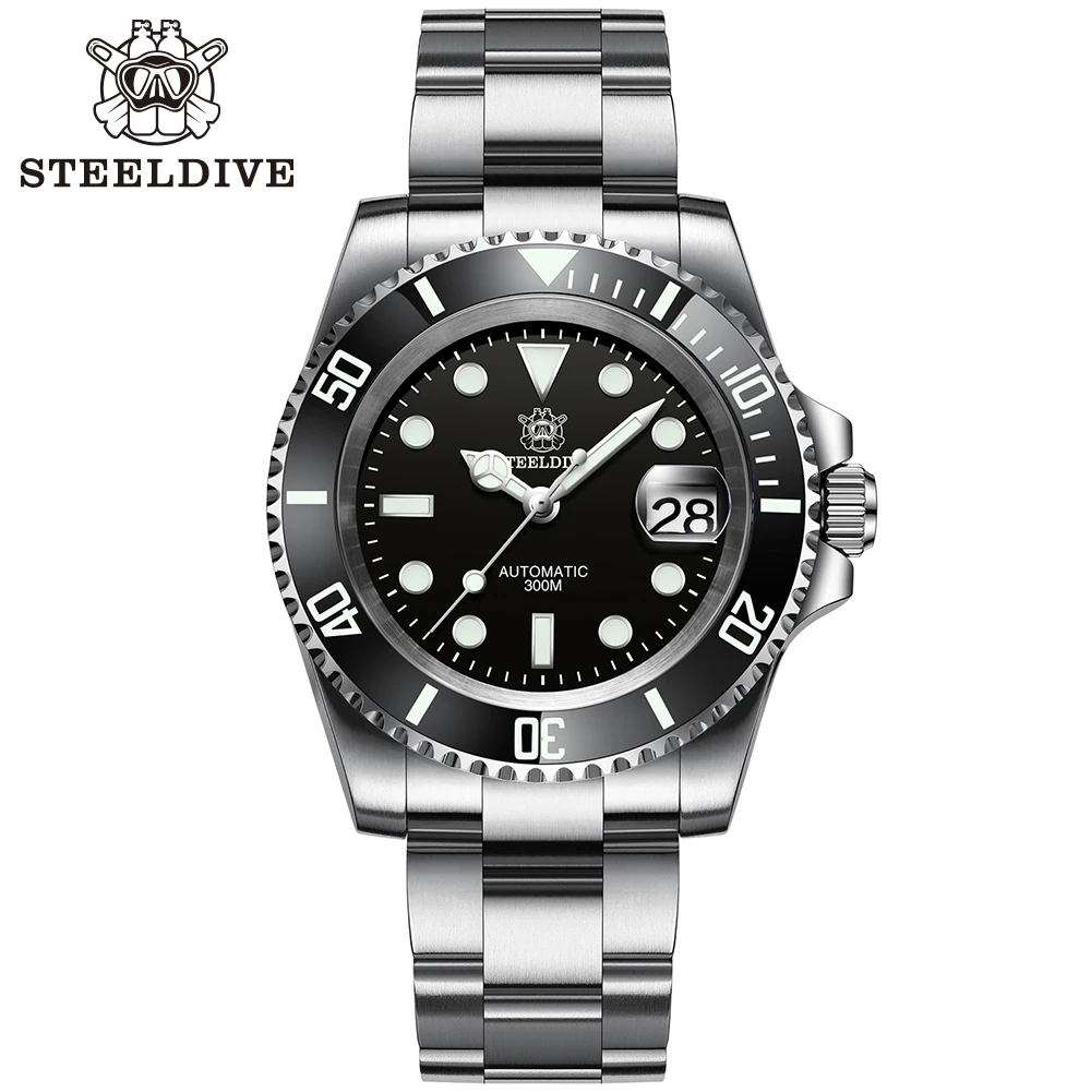 STEELDIVE SD1953 Automatic NH35 Dive Watch Replacement Bracelet 20MM Fully Brushed Signed Buckle Folding Clasp with Safety