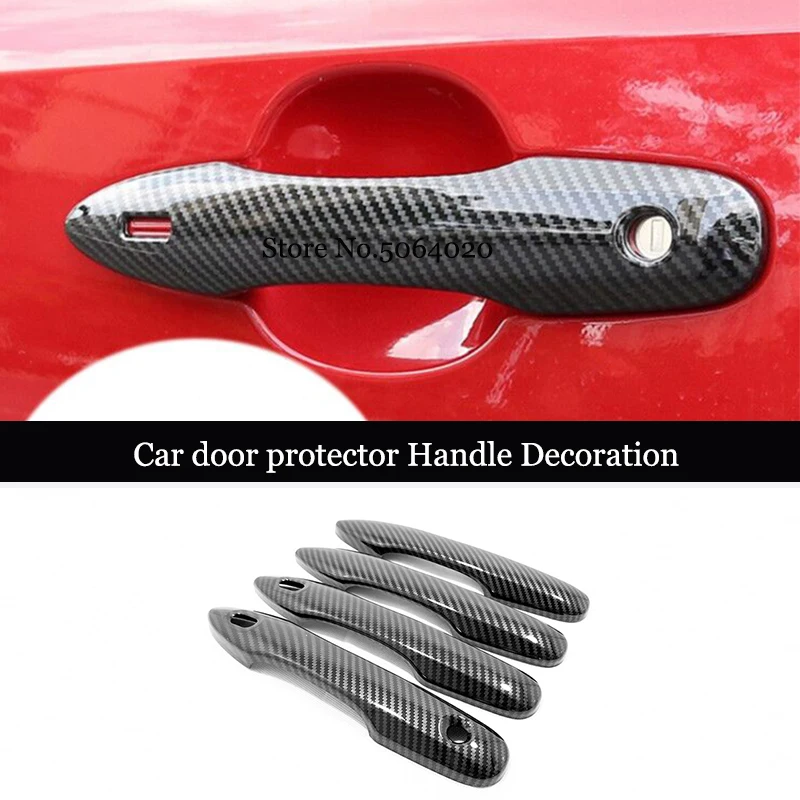 

ABS Carbon fiber Car door protector Handle accessories Decoration Cover Trim Car styling For Toyota Yaris 2020 2021 4 Pcs/set