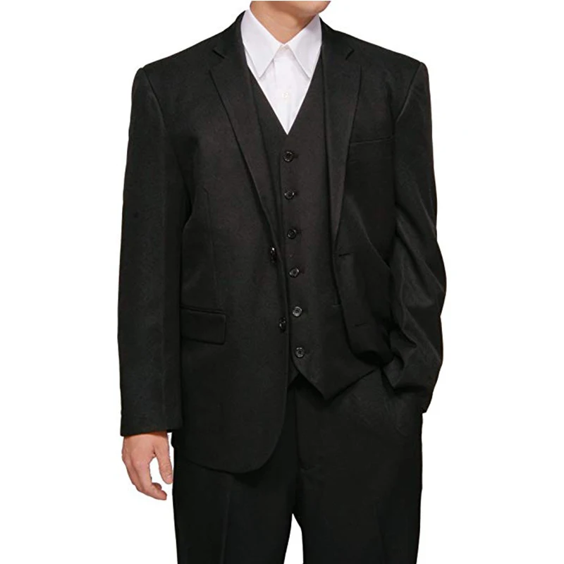 Ternos masculinos pretos para casamento, combinações personalizadas, vestido formal, jantar, festas, traje de três peças (jaqueta + calça + colete)