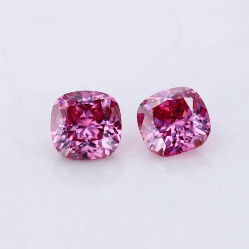 Electroplating  Moissanite Pink Color Cushion 6x6mm  Loose Moissanites Stone For Ring Setting