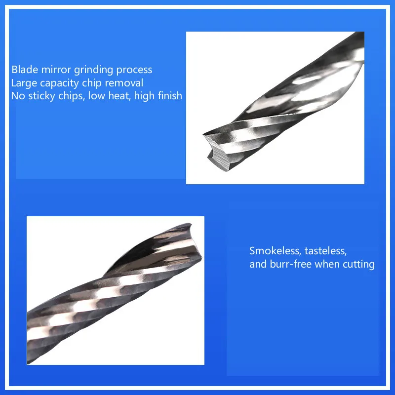 Cortador de fresado de un solo Borde de 3.175mm, herramienta de grabado de ordenador de un solo Borde de PVC Acrílico
