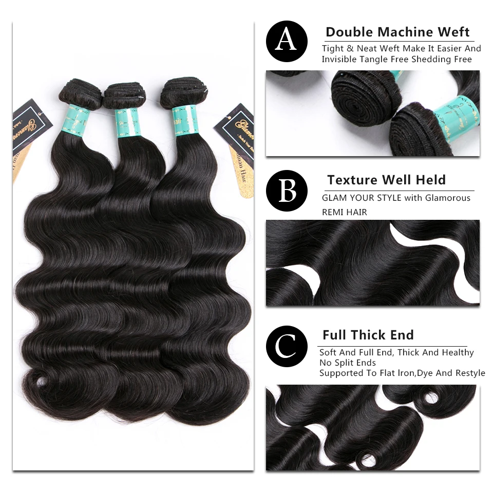 Malaysia Body Wave Bundles With Closure Natural Color Human Hair Bundles Extensions Body Wave Hair Bundles With 4x4 Lace Closure