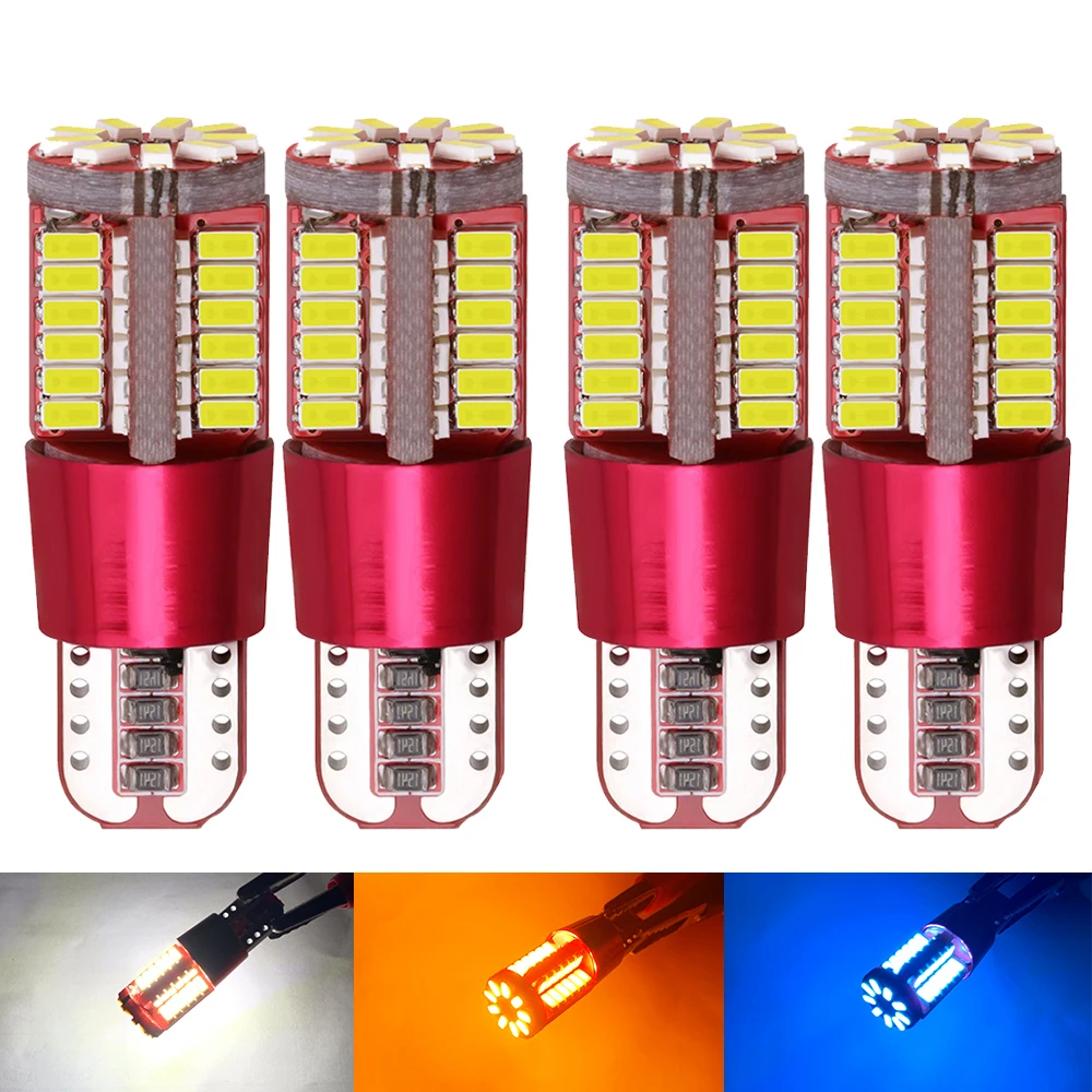 4pcs T10 168 192 W5W 57 SMD 3014 LED Canbus No Error Car Marker Light Parking Lamp 57smd Motor Wedge Bulb White Red Blue Yellow