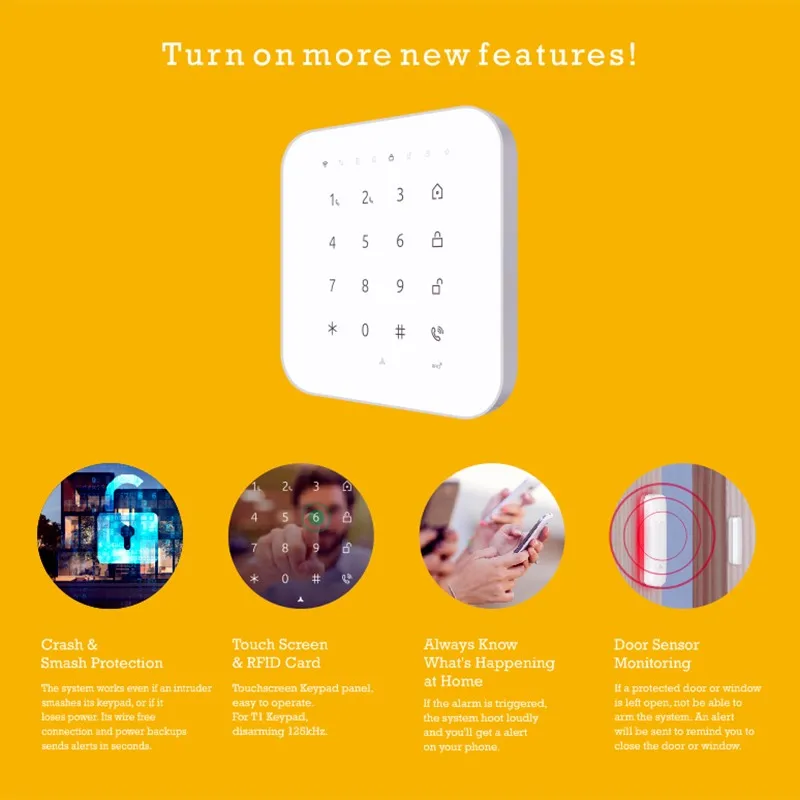 Tuya Alarm WiFi GSM Alarm Wireless Home Security Alarms House Intrusion Alarm Burglary support Alexa Google IP Camera Monitoring