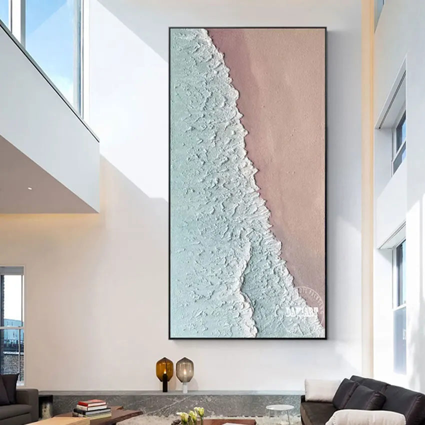 حار بيع، كبيرة الحديثة مكتب ديكور جدار صور غير المؤطرة موجة البحر النفط اللوحة على قماش، مجردة الاكريليك محكم الفن