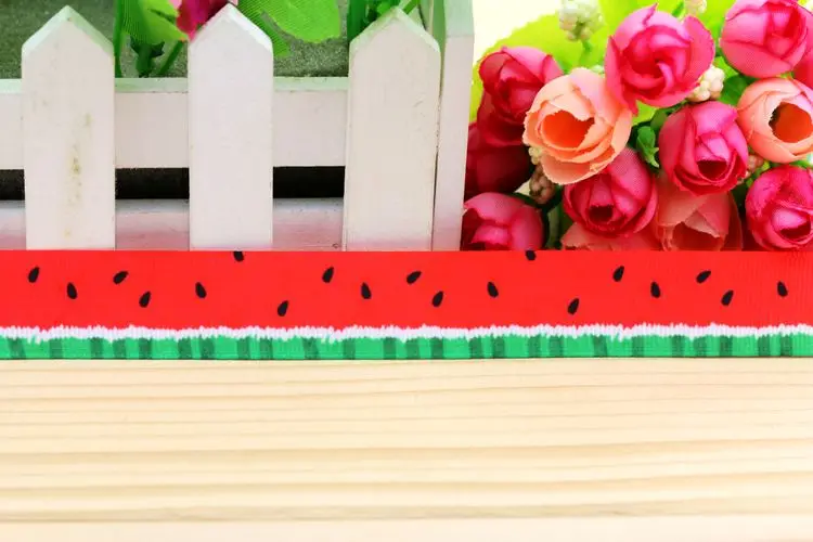 DHK 7/8'' 5yards watermelon printed grosgrain ribbon headwear hair bow diy party decoration OEM Wholesale 22mm E896 image 2