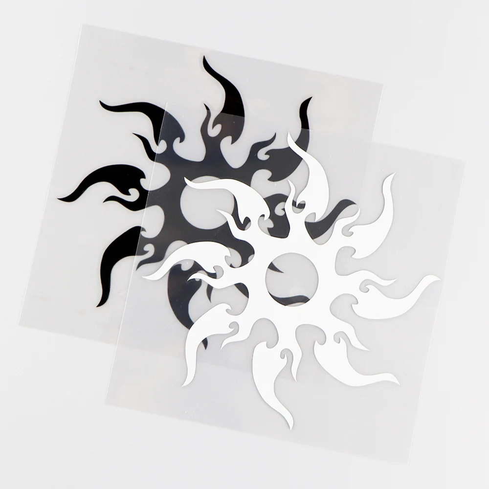 YJZT 14.5X14.1CM Personality Car Stickers Tribal Flame Sun Vinyl Decals Black / Silver 10A-0220