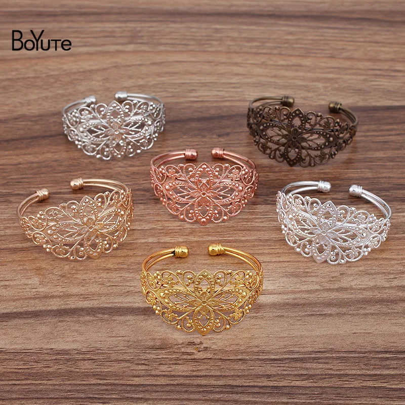 BoYuTe (5 Pieces/Lot) 65*60mm Metal Brass Filigree Bracelet Base Diy Bracelet Jewelry Accessories Handmade Materials