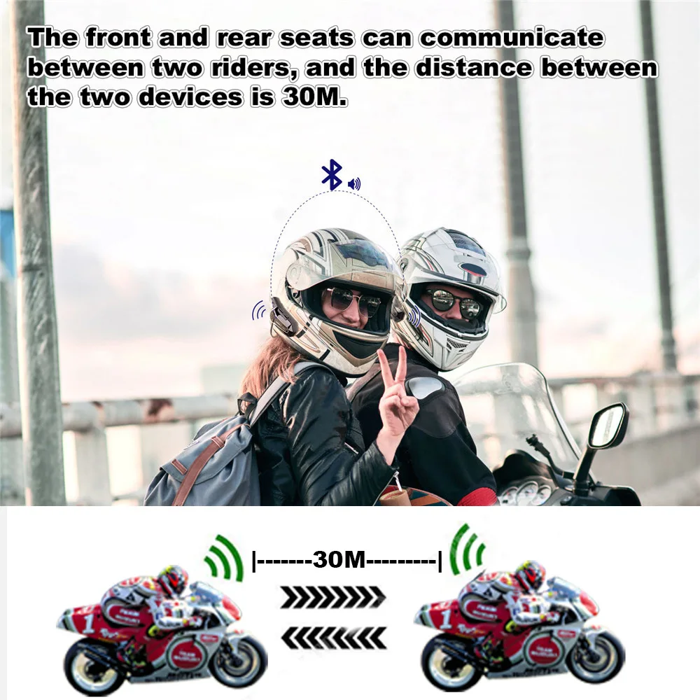 1/2Pcs E1 for 2 Rider Bluetooth Motorcycle Helmet Intercom Headsets,Bt Wireless Communication Intercomunicadores Motorbike Music